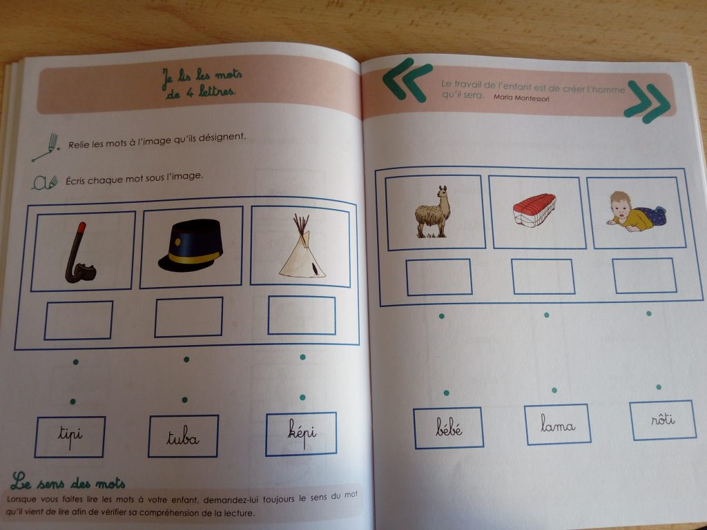 petits cahiers montessori apprendre à lire