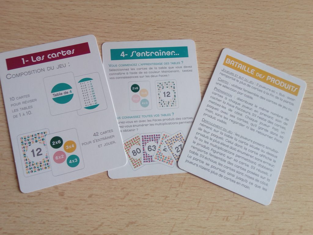 jeu cartes apprendre tables de multiplication