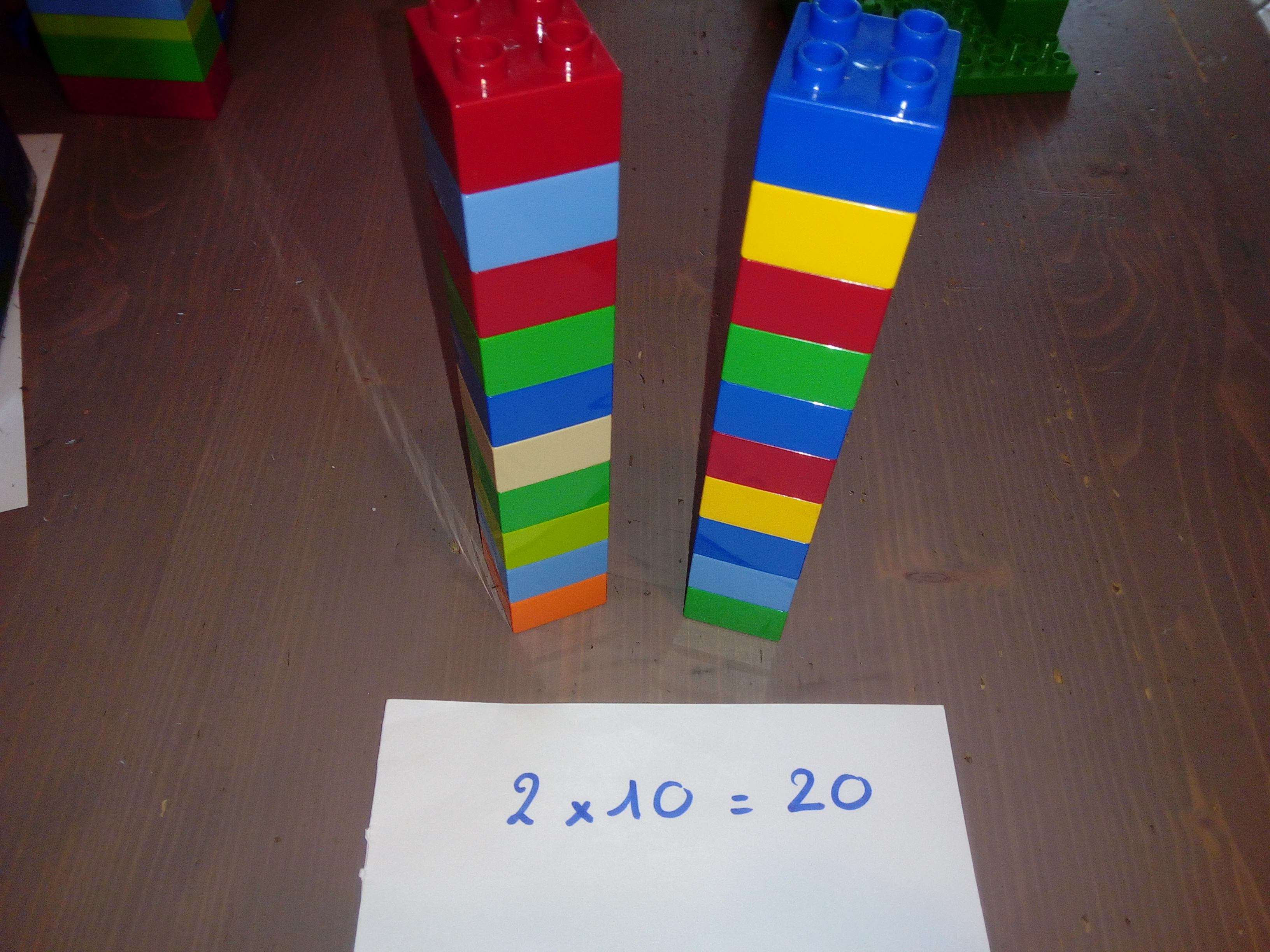 multiplication avec des briques de construction type Lego