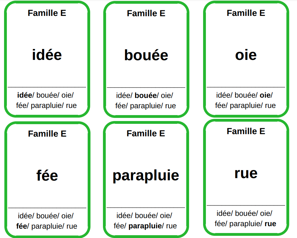 7 familles mots lettre muette