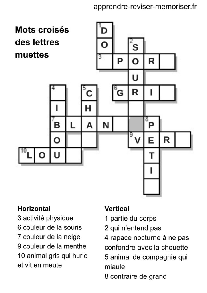 mots croisés lettres muettes
