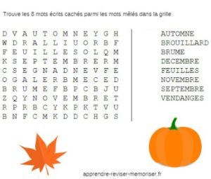 jeux mots croisés automne