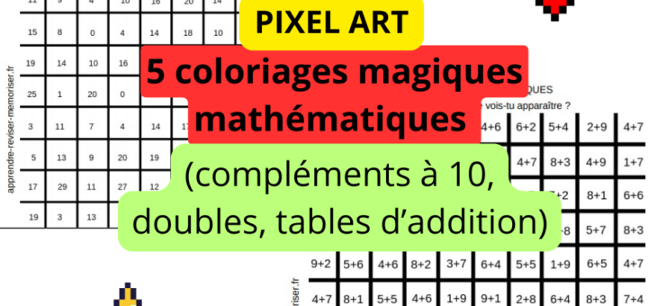 coloriages mathématiques tables additions pixel art