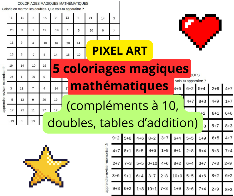 coloriages mathématiques tables additions pixel art