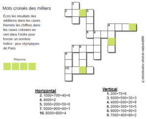 mots croisés milliers maths