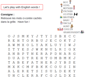 mots meles anglais famille