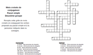 Mots croisés de conjugaison Passé simple deuxieme groupe