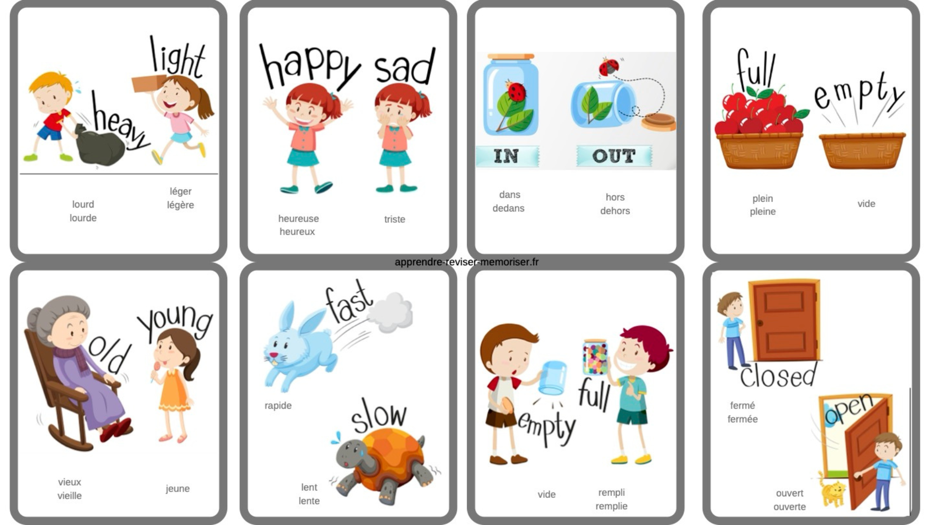 mots contraires-en-anglais - Apprendre, réviser, mémoriser