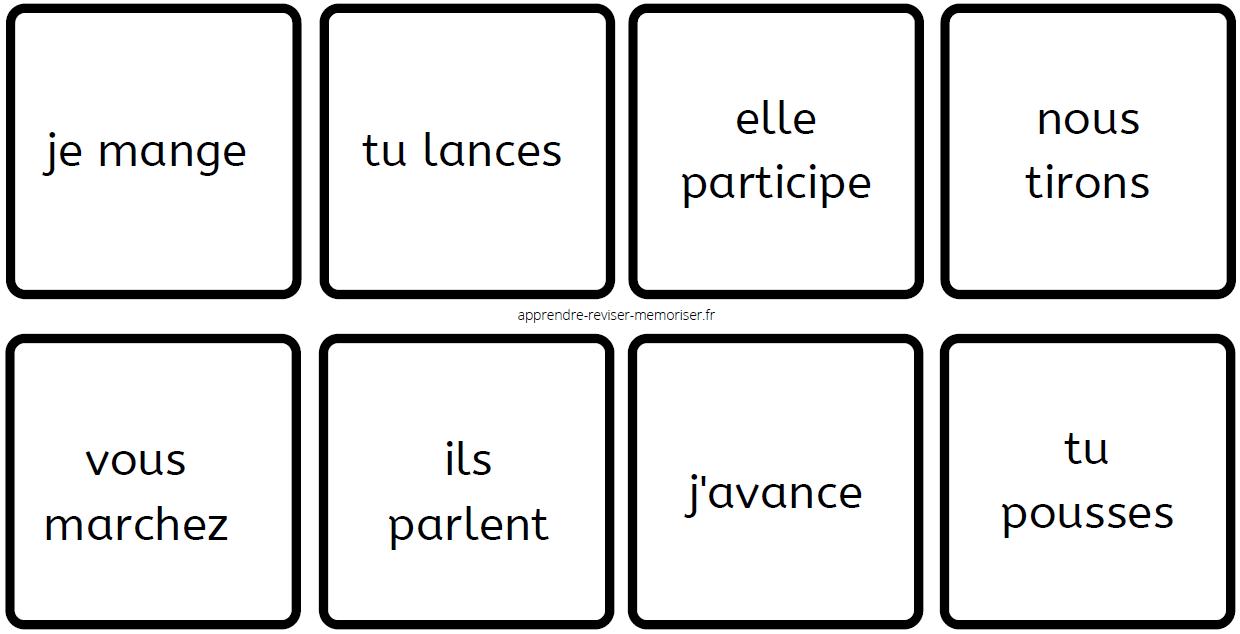 Dominos de conjugaison du présent de l'indicatif (3 groupes + auxiliaires)  - Apprendre, réviser, mémoriser