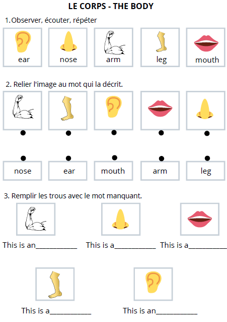 exercices mots de vocabulaire anglais enfants - Apprendre, réviser,  mémoriser