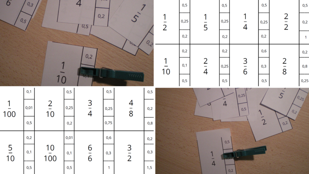 carte à pince fractions nombres décimaux