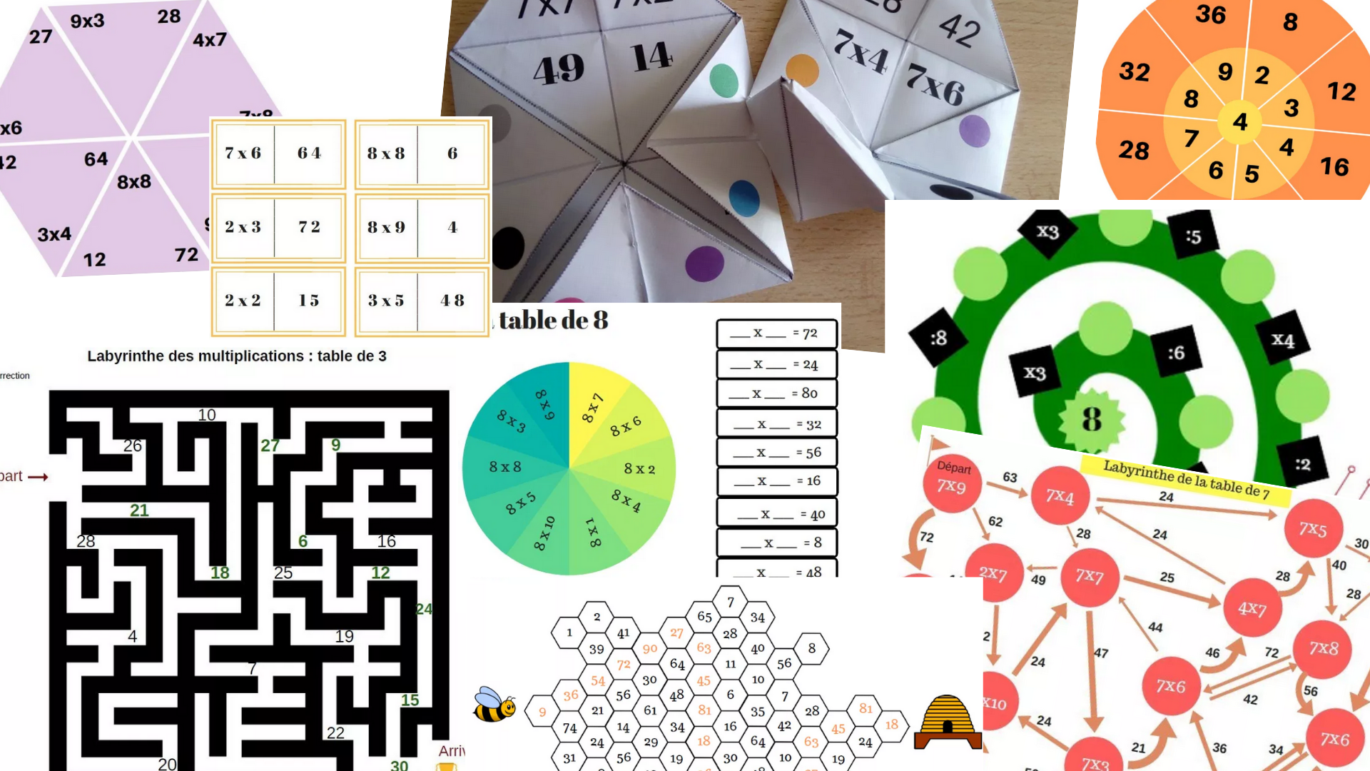 20 jeux gratuits pour réviser les tables de multiplication (dominos,  labyrinthes, jeux de cartes, cocottes, mistigri) - Apprendre, réviser,  mémoriser