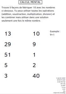 calcul mental casse tete