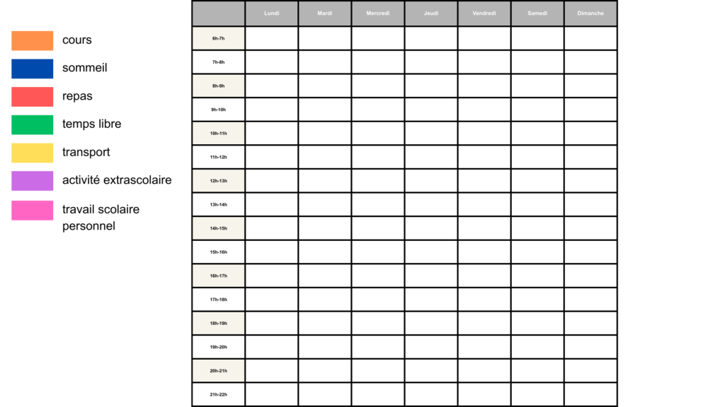 tableau organisation du travail scolaire
