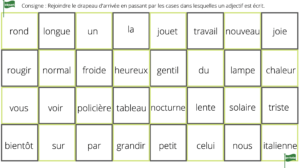 jeu grammaire reconnaître adjectif