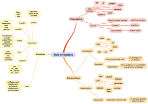 carte mentale mots invariables français