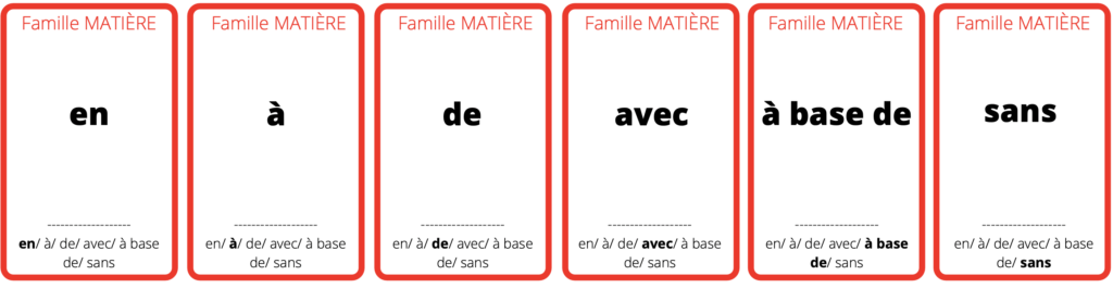 jeu 7 familles prépositions grammaire français