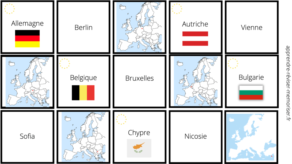 cartes jeu placer capitales europe