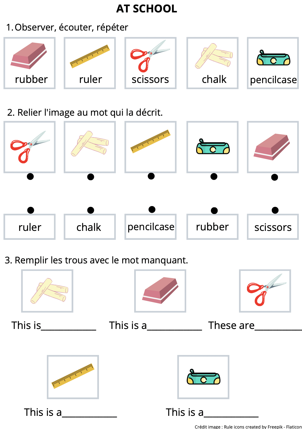 Apprendre des mots de vocabulaire courant en anglais (jeu en 3 temps ...