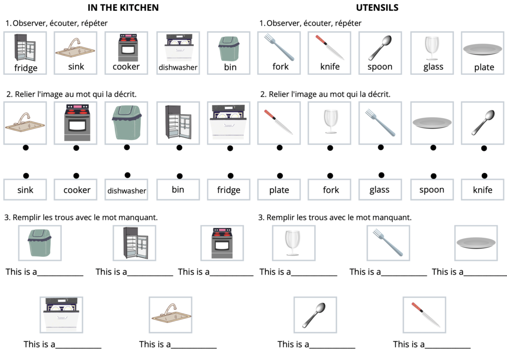 jeu vocabulaire courant anglais cuisine - Apprendre, réviser, mémoriser