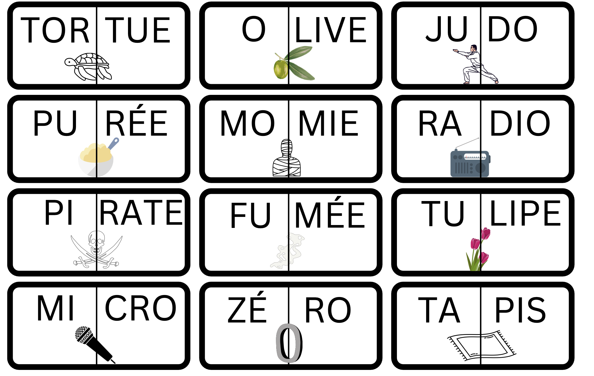Jeu des syllabes : 36 cartes pour reconstituer des mots imagés
