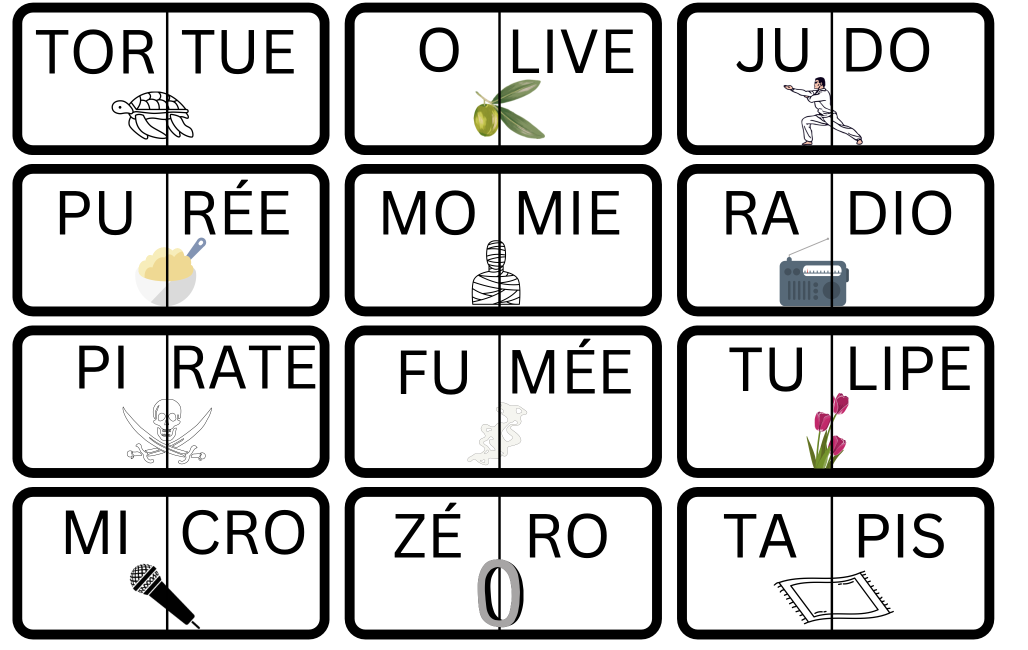 Jeu des syllabes : 36 cartes pour reconstituer des mots imagés  (apprentissage de la lecture) - Apprendre, réviser, mémoriser