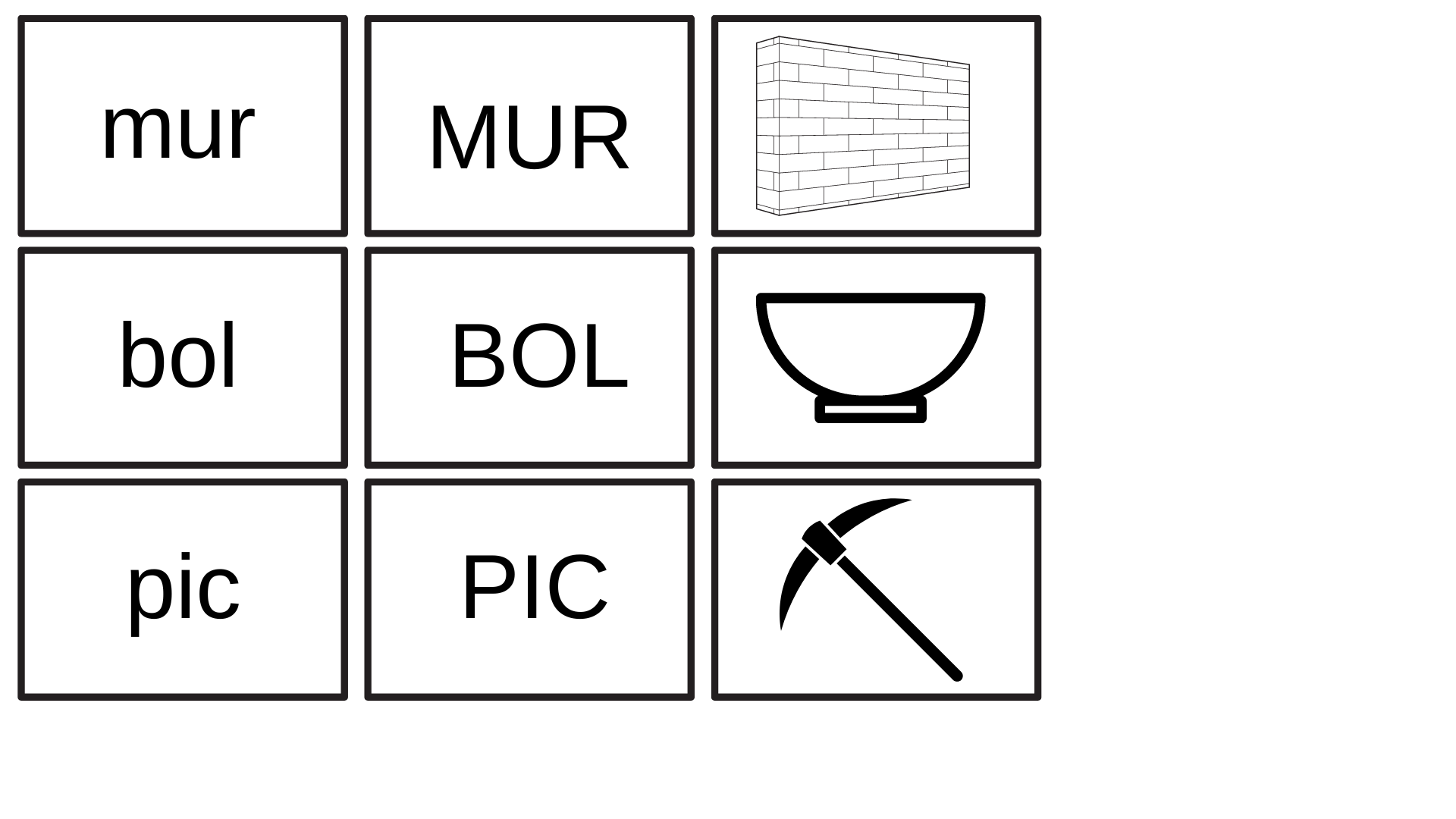 cartes lecture mots 3 lettres - Apprendre, réviser, mémoriser