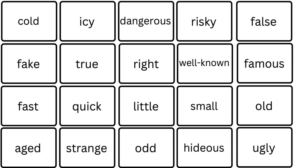 synonymes adjectifs anglais