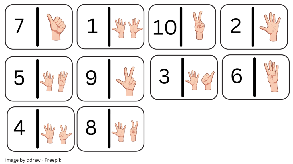jeu Dominos nombres de 1 a 10 maternelle