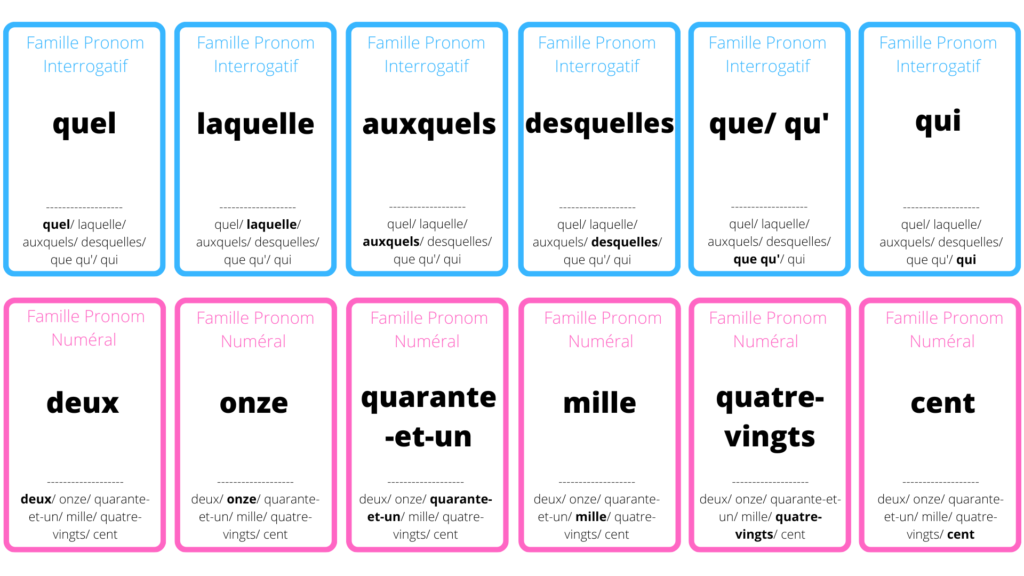 jeu 7 familles pronoms grammaire francais