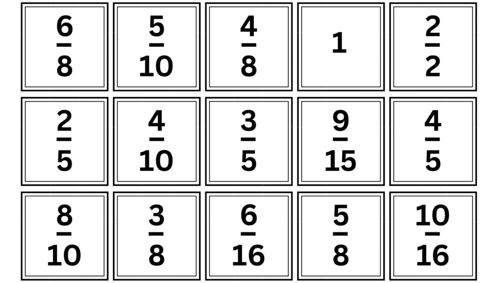 cartes paire fractions équivalentes
