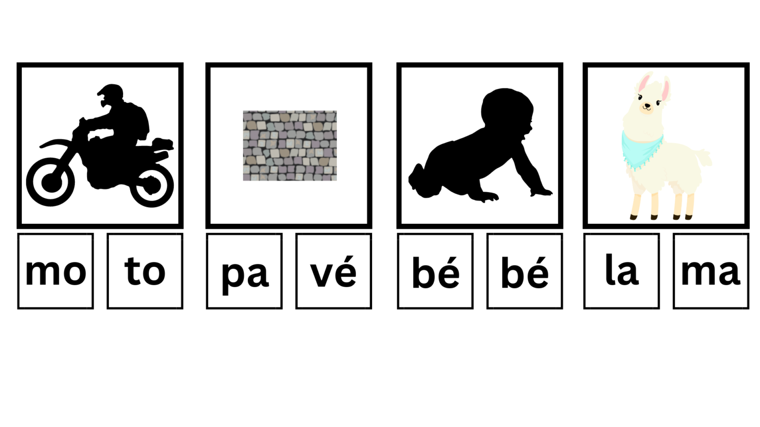 Une activité de lecture de mots de deux syllabes 16 mots à ordonner