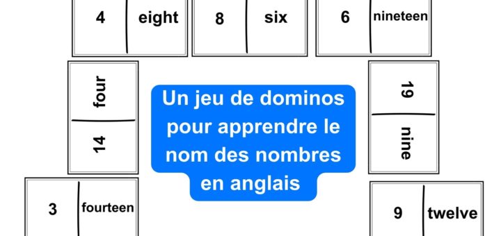 jeu dominos apprendre nom nombres anglais