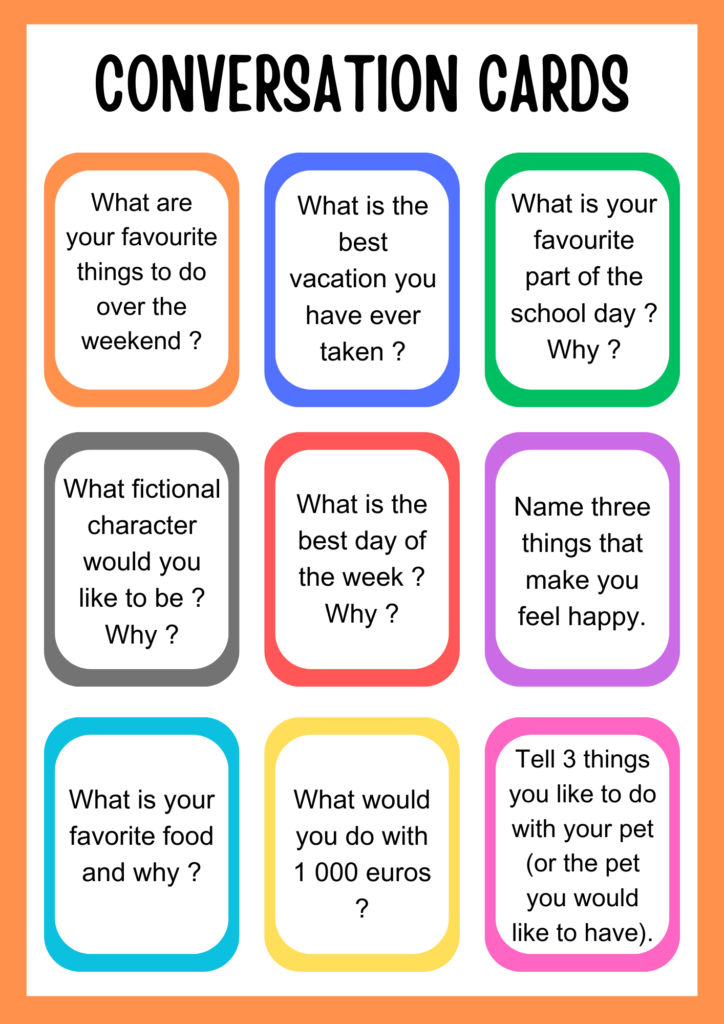Conversation cards : 18 cartes de conversation en anglais (niveau collège)  - Apprendre, réviser, mémoriser