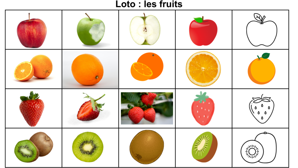 loto facile des fruits et légumes