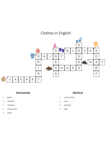 mots croisés débutants anglais