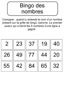 bingo des nombres