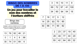 bingo nom des nombres et l'écriture chiffrée