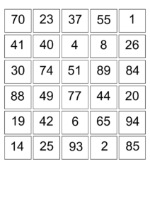 bingo nombres de 1 à 100