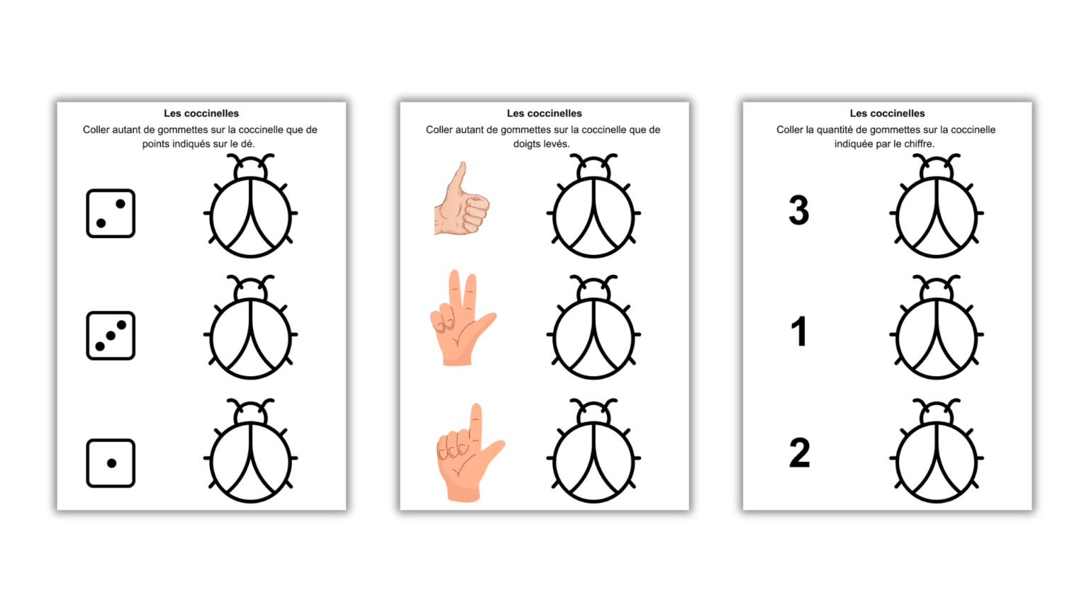 fiches numération 1 à 3 maternelle - Apprendre, réviser, mémoriser