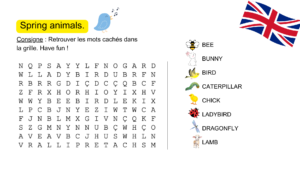 mots melés vocabulaire printemps anglais