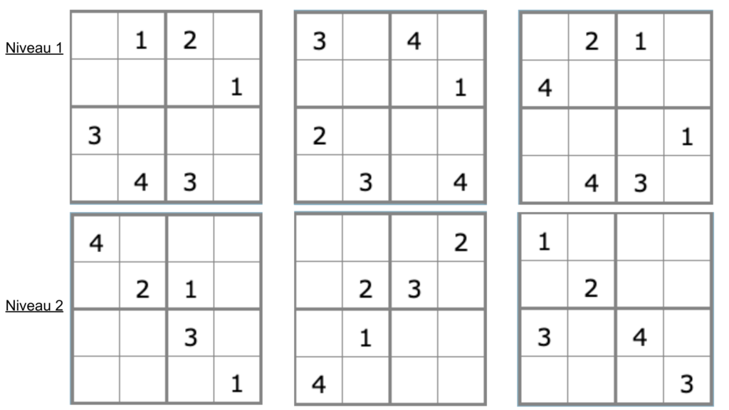 grilles de sudoku pour les enfants