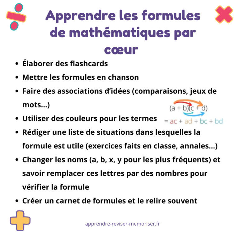 Apprendre les formules de mathématiques par cœur au collège et au lycée