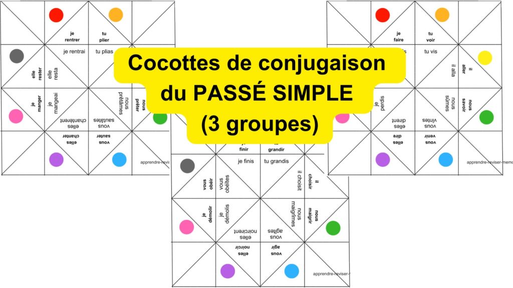 Cocottes de conjugaison du passé simple 3 groupeS