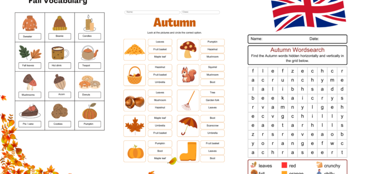 fiches exercices vocabulaire anglais automne