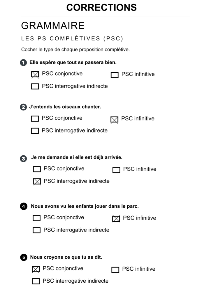 exercices propositions subordonnées complétives