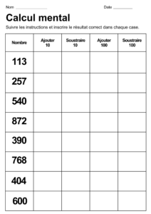 calcul mental ajouter unité dizaine