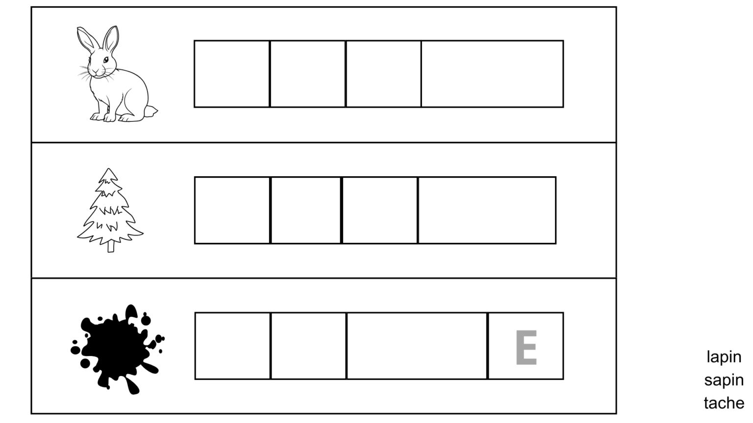 Jeu de lecture pour GS et CP (encodage de mots de 3 à 5 lettres)