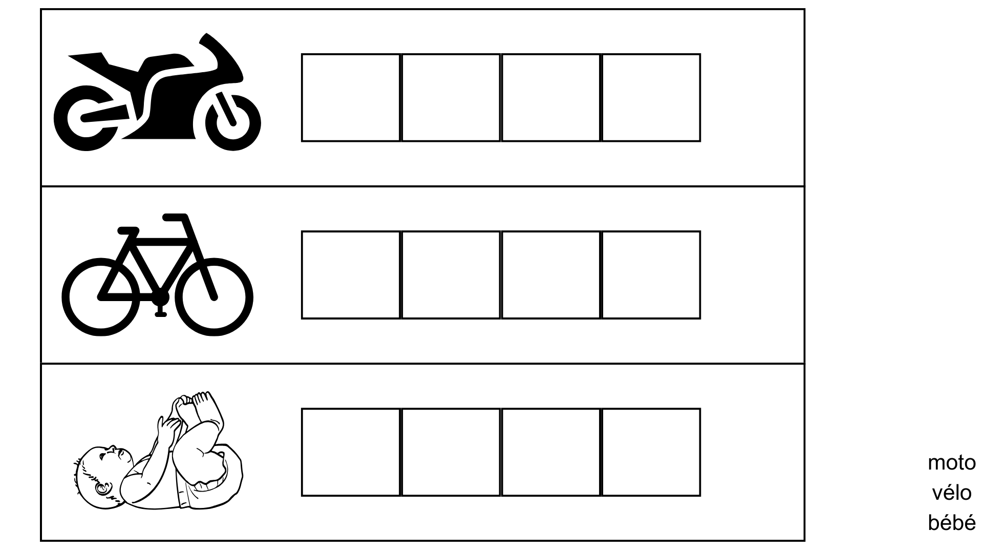 Jeu de lecture pour GS et CP (encodage de mots de 3 à 5 lettres)