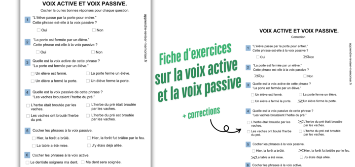 Fiche d'exercices sur la voix active et la voix passive